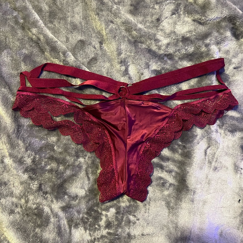 Victoria’s Secret Maroon Lace and Strappy Cheeky